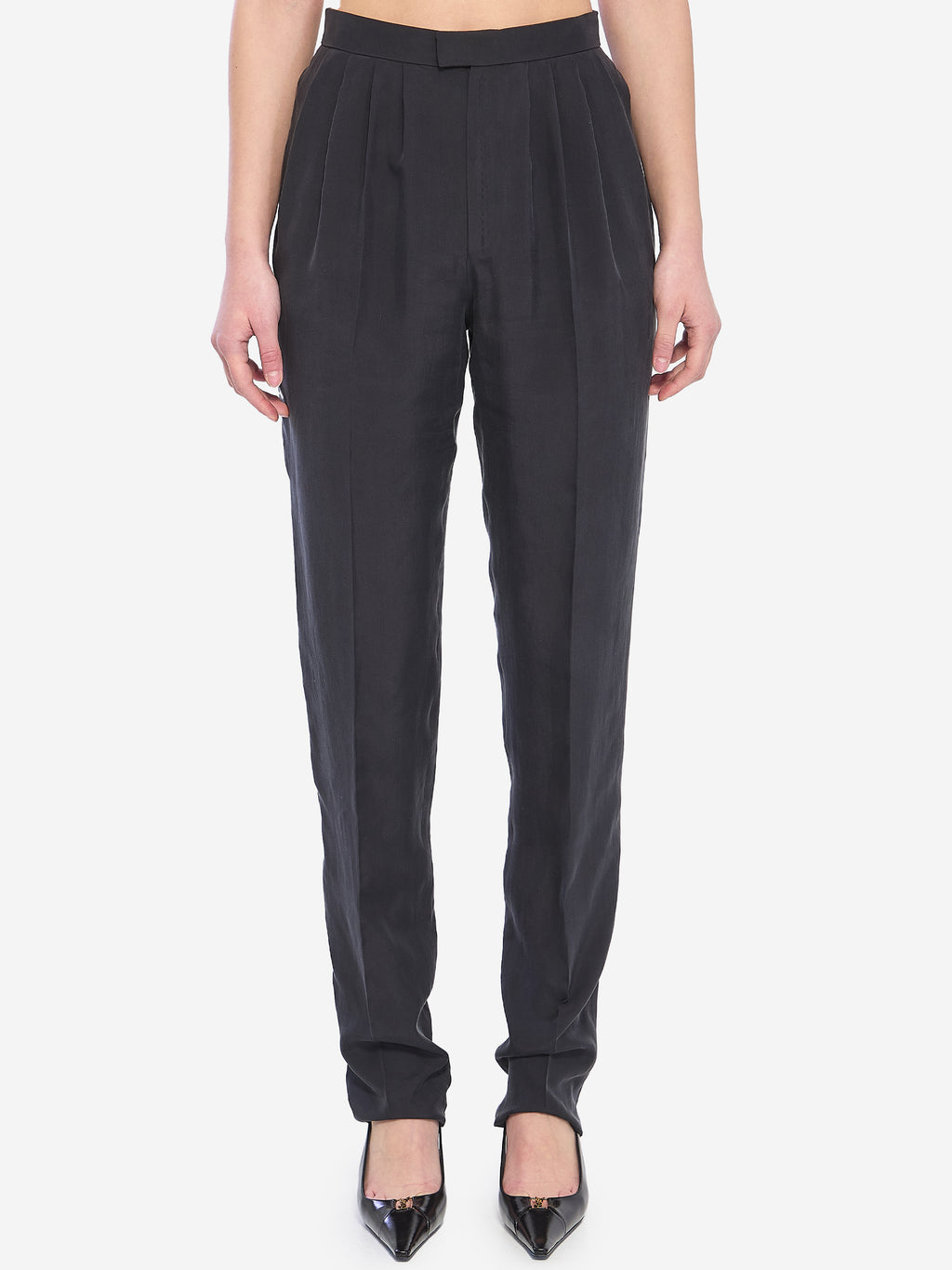 Saint Laurent Women's Habotai Silk Pants in Black