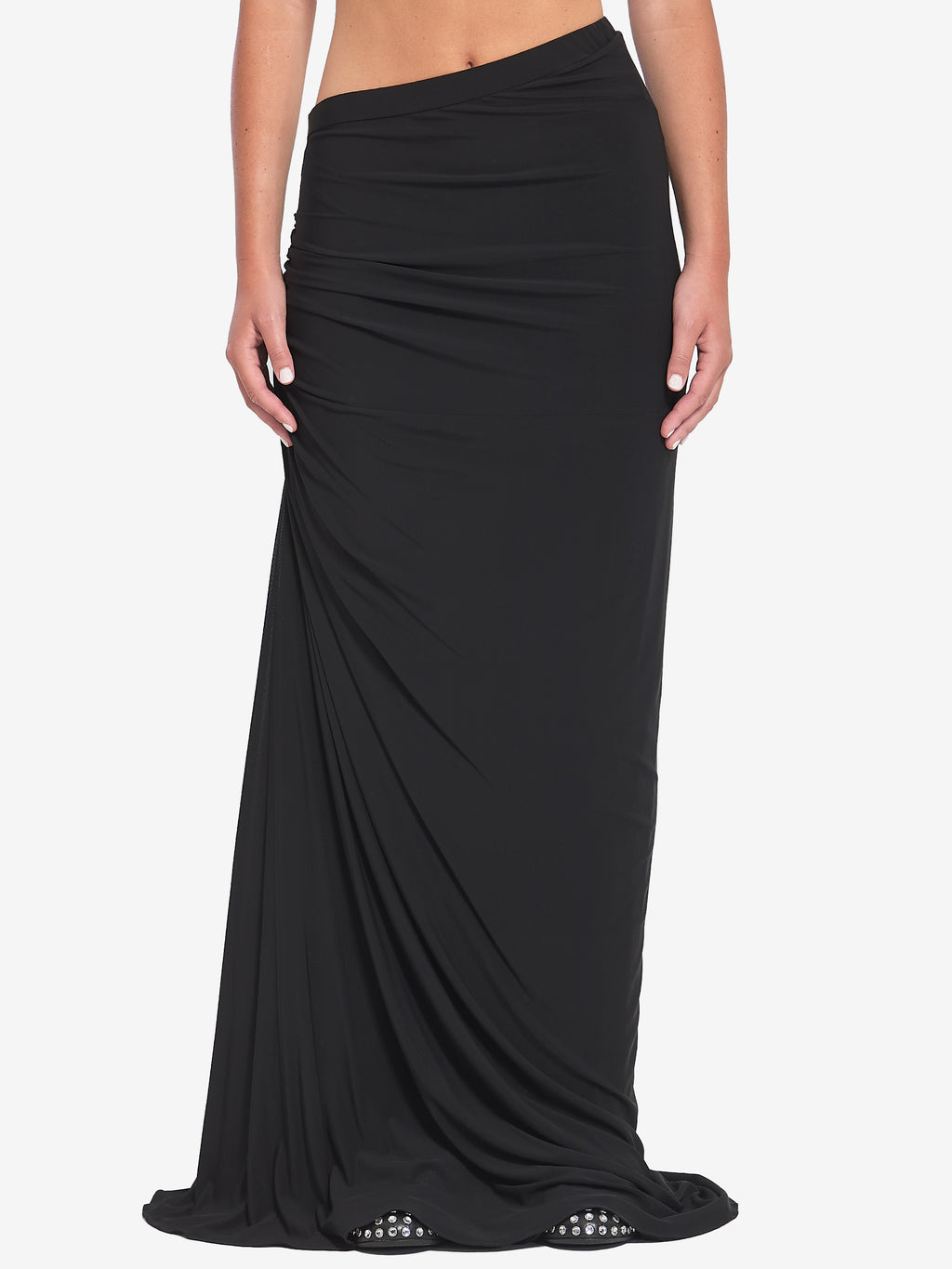 Alaia Women's Maxi Draped Jersey Dress in Black
