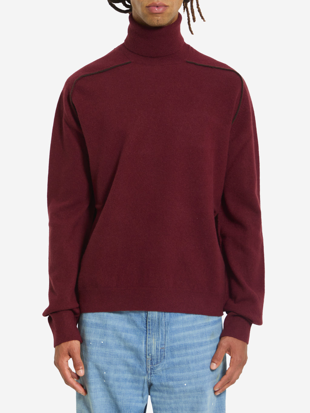Maison Margiela Men's Virgin Wool Turtleneck in Bordeaux