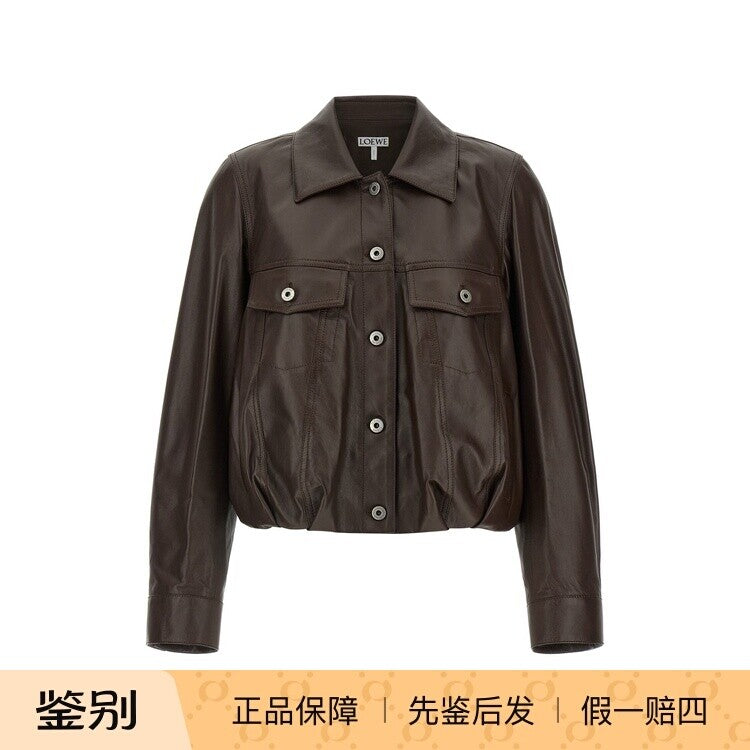Loewe Women's Leather Jacket in Brown