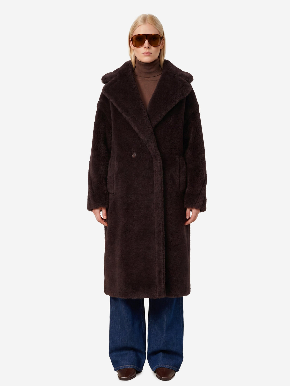 Max Mara Women's Dark Brown Tedgirl Coat in Brown
