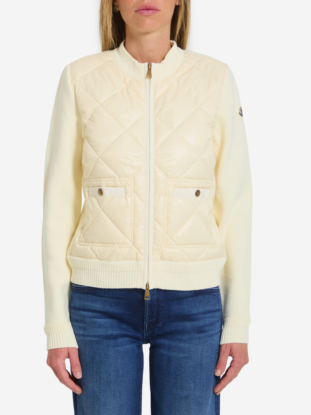 Moncler Women's Tricot Zip Cardigan in Cream