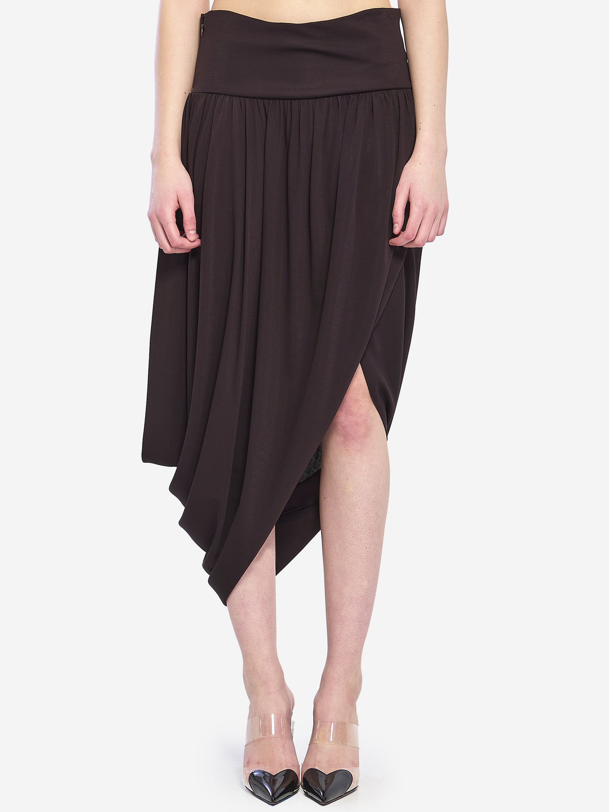 Alaia Women's Twisted Midi Skirt in Brown