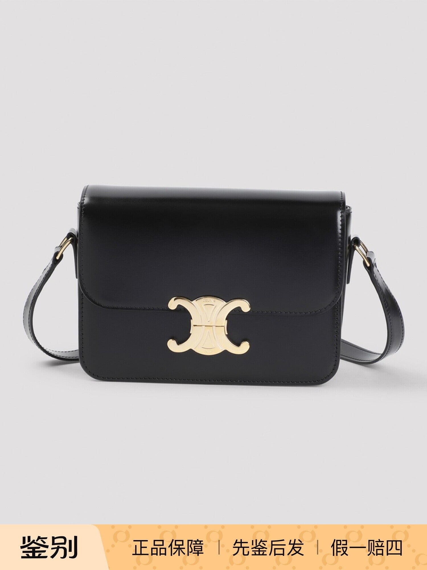 Celine Women's Teen Triomphe Small Shoulder Bag in Black