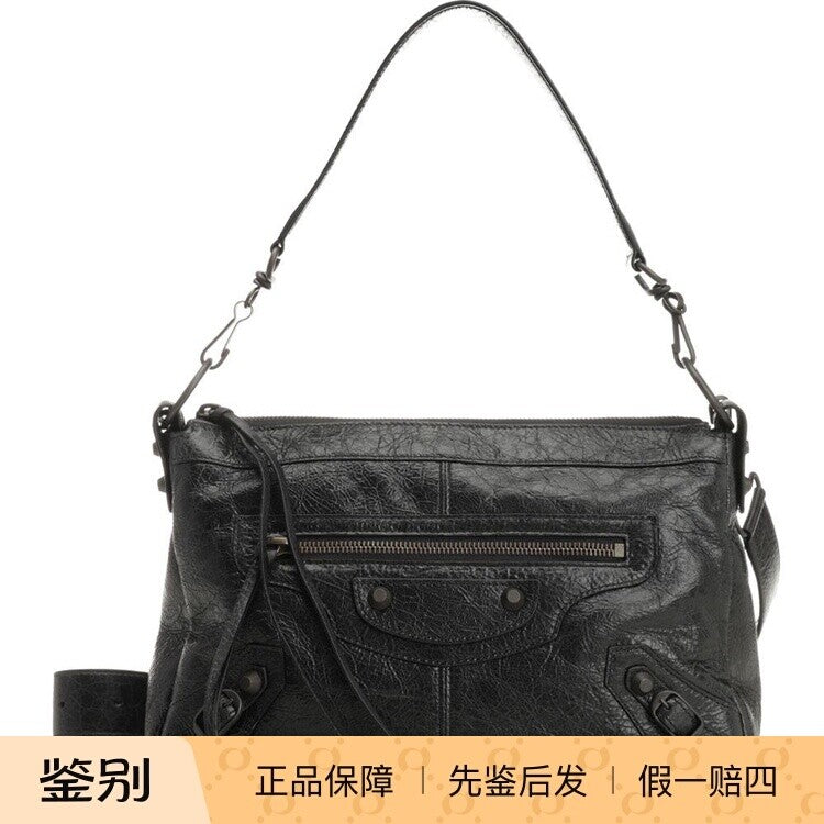 Balenciaga Men's Le City Moto Small Shoulder Bag in Black