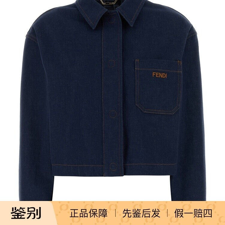 Fendi Women's Logo Coat in Blue