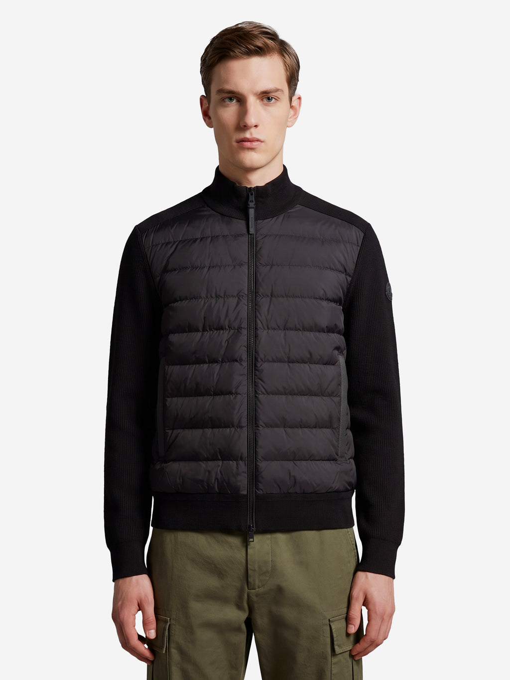 Moncler Men's Black Quilted Zip-up Cardigan in Black
