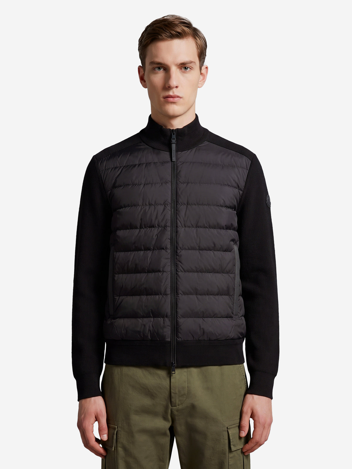 Moncler Men's Black Quilted Zip-up Cardigan in Black