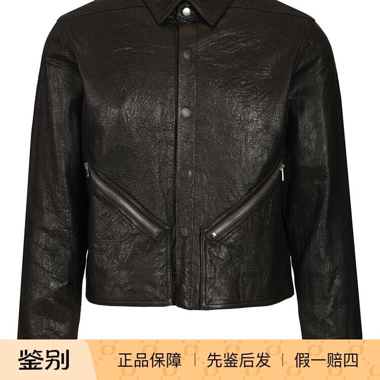 Rickowens Men's Rick Owens Leather Jacket in Black