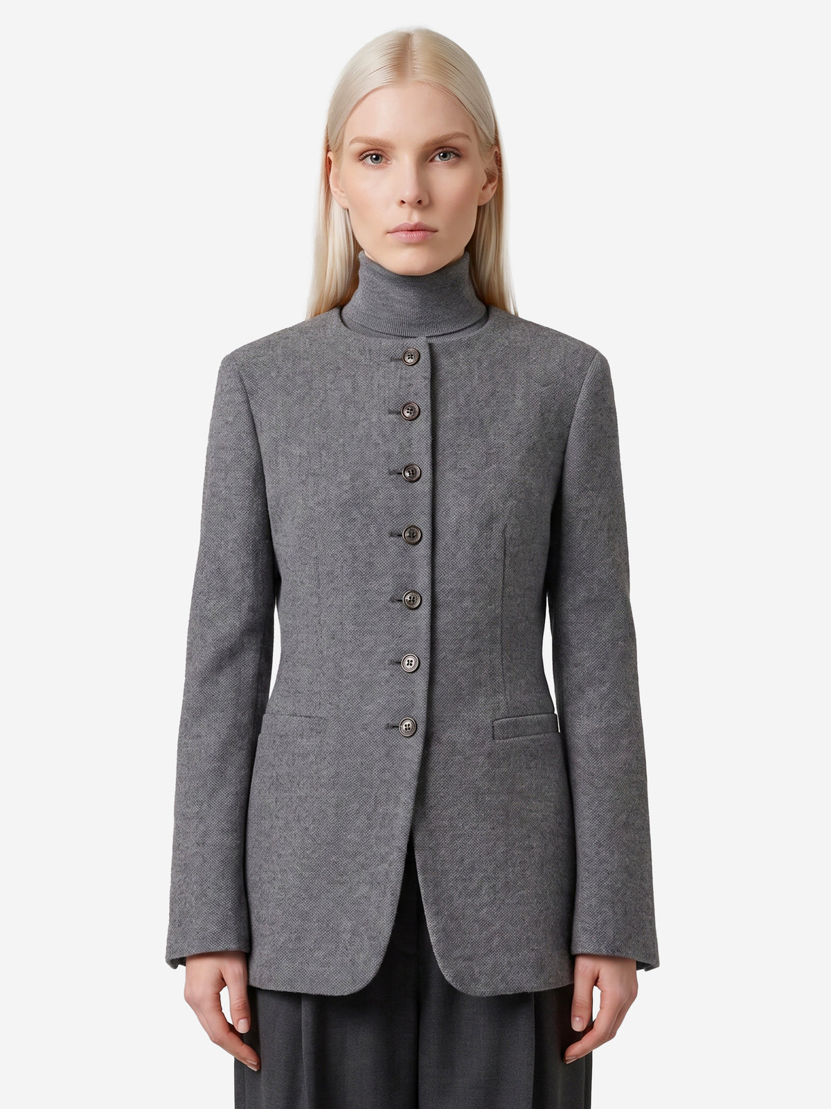 Max Mara Women's Dark Grey Crew Neck Falla Jacket in Grey