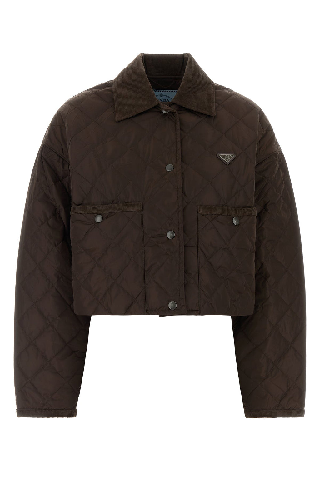 Prada Women's Quilted Re-Nylon Jacket in chocolate - front view