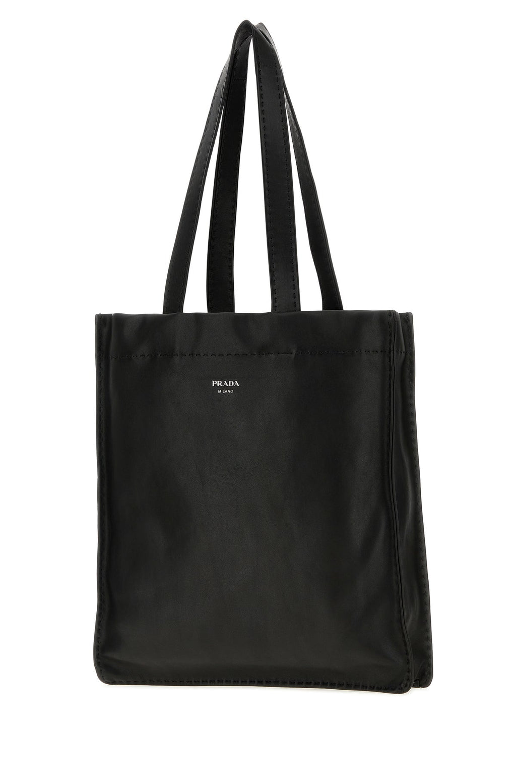 Prada Men's Nappa Leather Shopping Bag in Black - three-quarter view