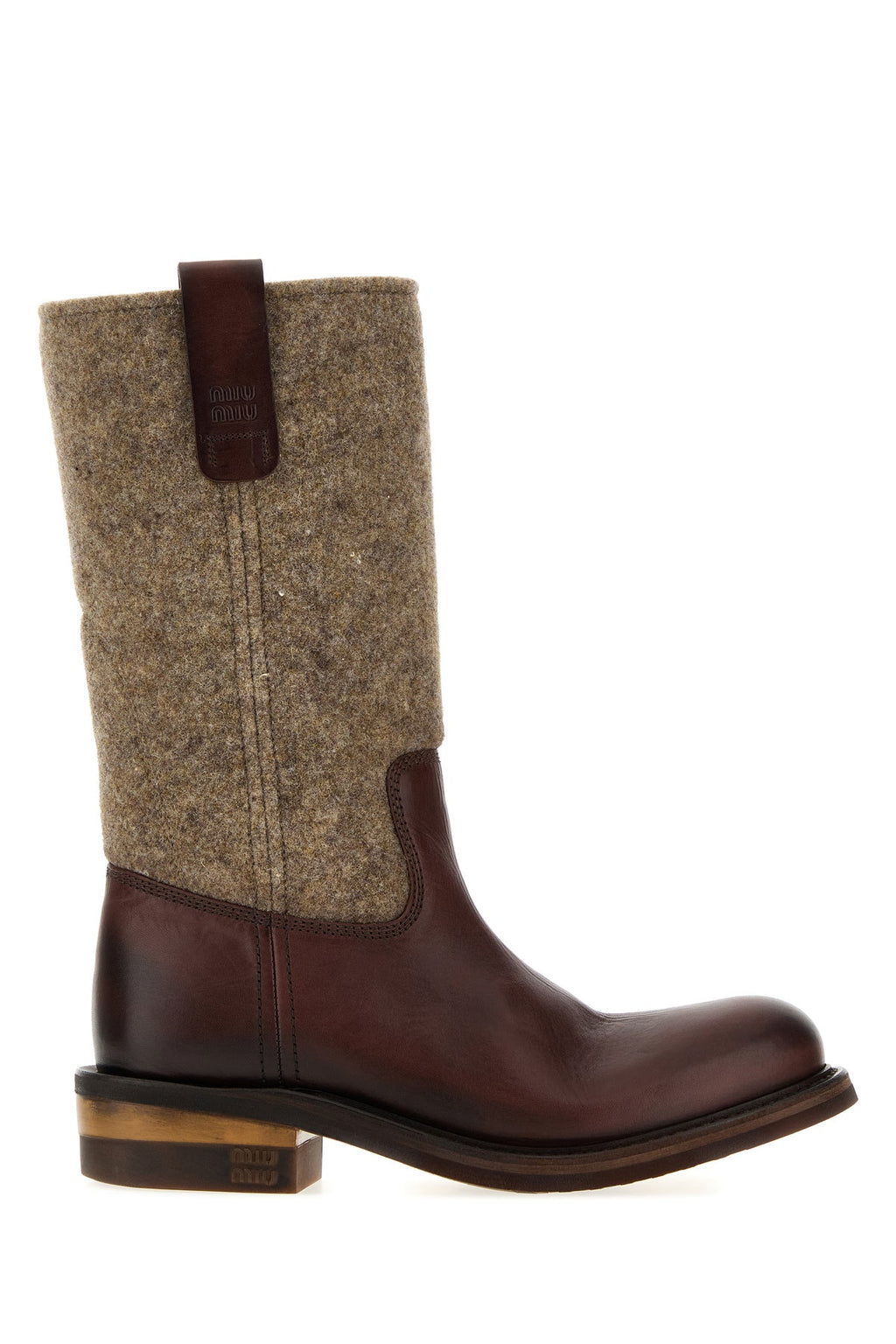 Miu Miu Women's Felt and Leather Boots in Multicolour - view 1