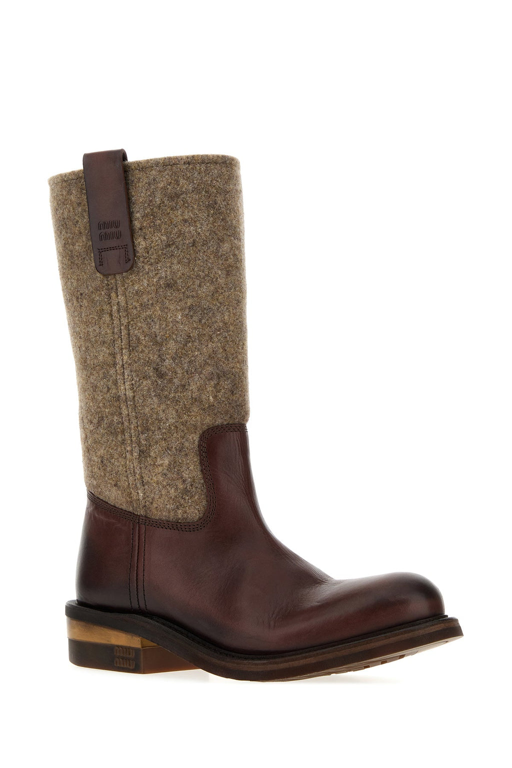 Miu Miu Women's Felt and Leather Boots in Multicolour - view 2
