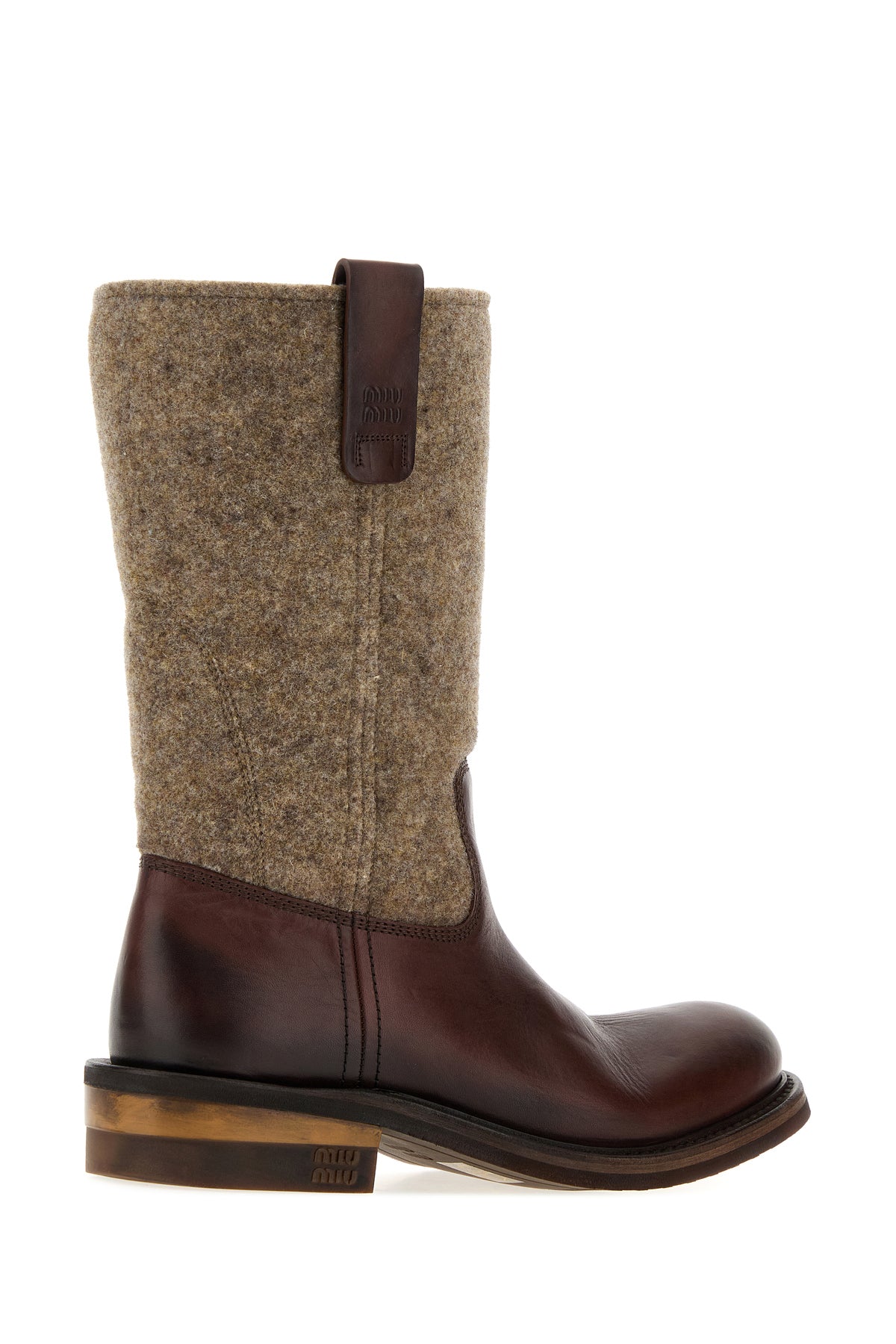 Miu Miu Women's Felt and Leather Boots in Multicolour - view 3