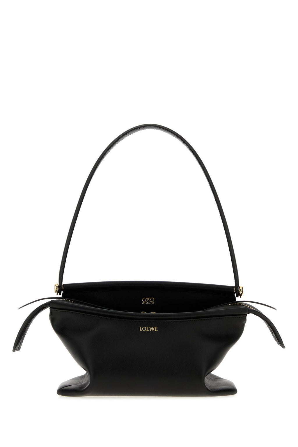 Loewe Women's Small Whisker Shoulder Bag in black leather - front view