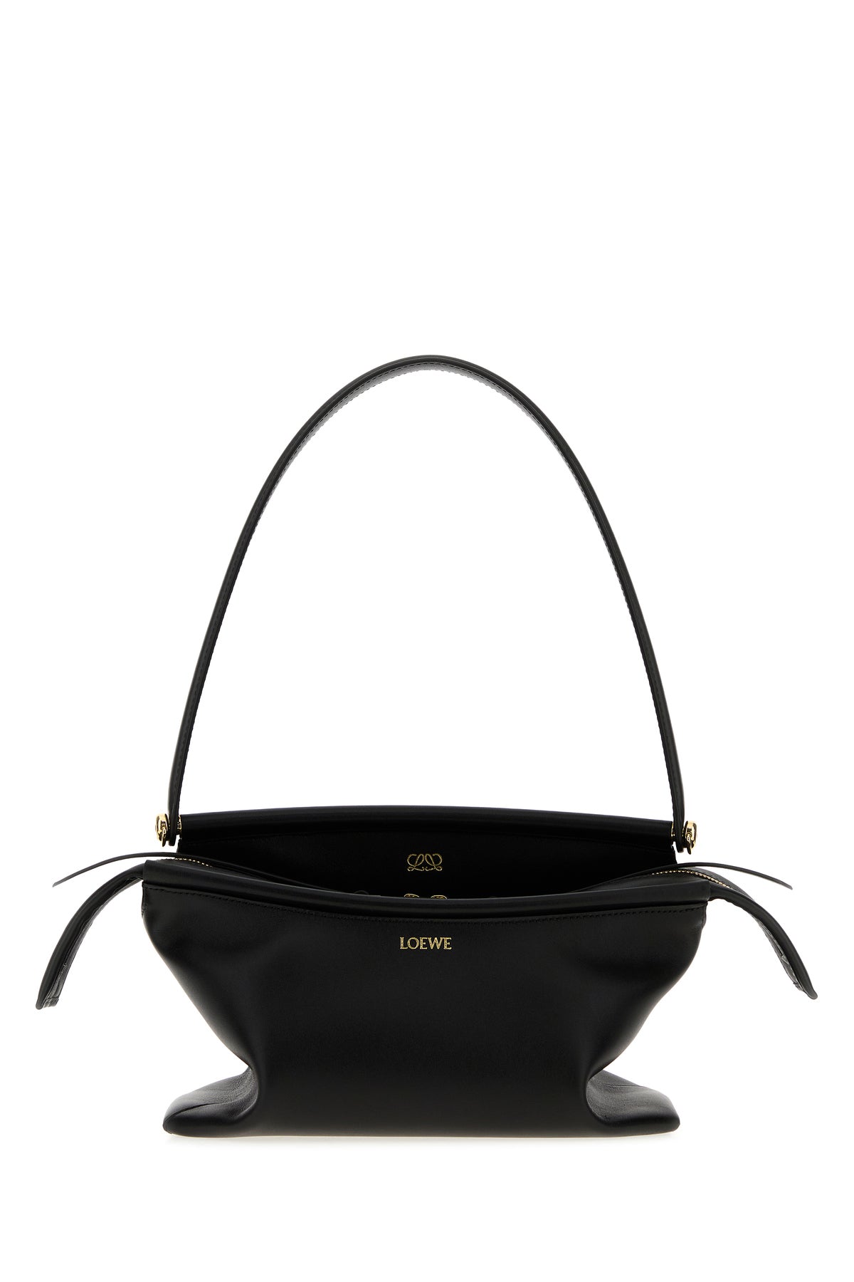 Loewe Women's Small Whisker Shoulder Bag in black leather - front view