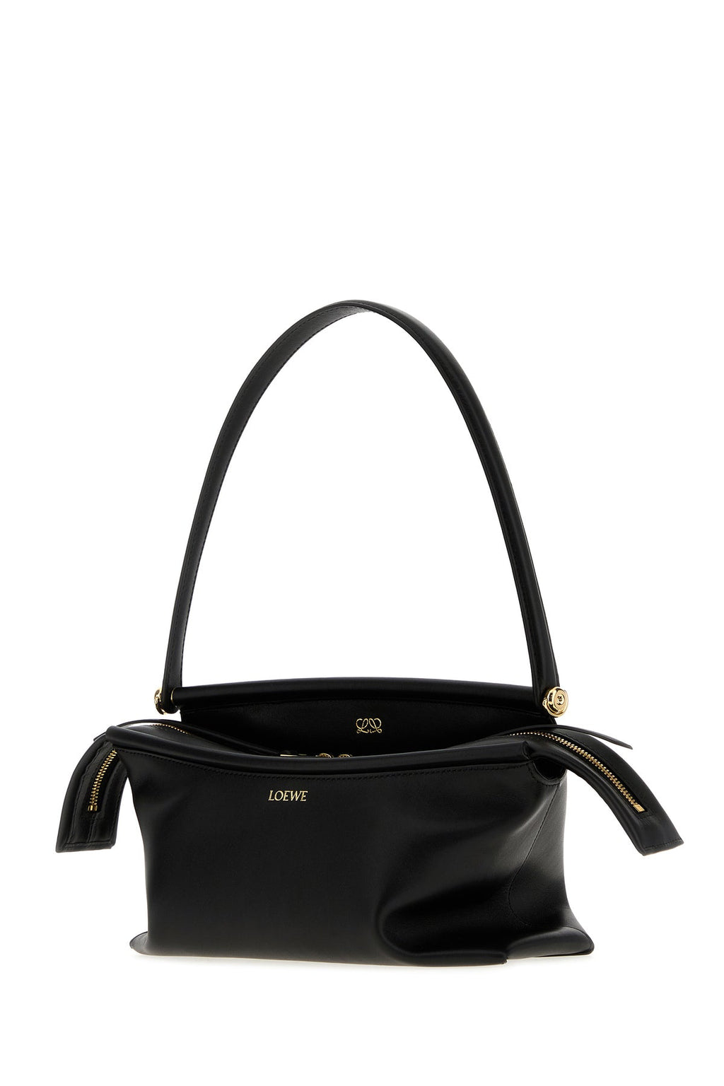 Loewe Women's Small Whisker Shoulder Bag in black leather - side view
