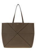 Loewe Women's Puzzle Fold Shopping Bag in taupe leather - front view