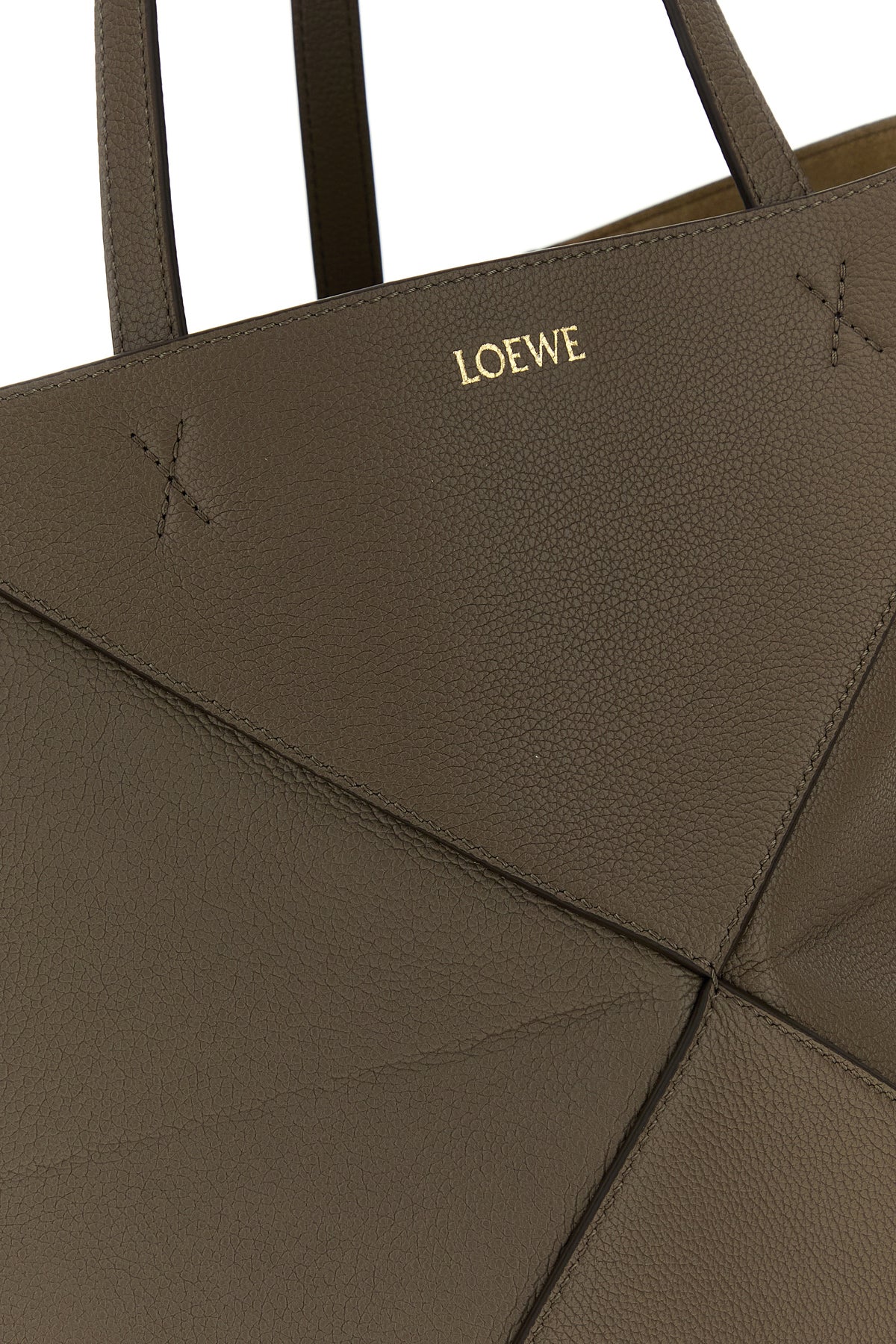 Loewe Women's Puzzle Fold Shopping Bag in taupe leather - back view
