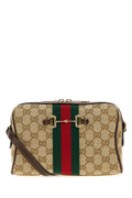Gucci Women's Horsebit Web Crossbody Bag in GG fabric - front view