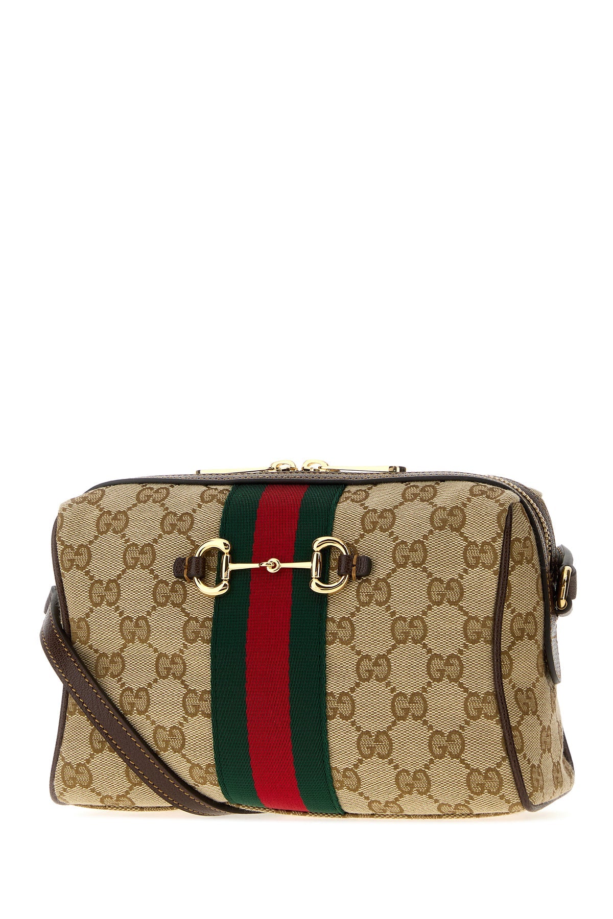 Gucci Women's Horsebit Web Crossbody Bag in GG fabric - side view