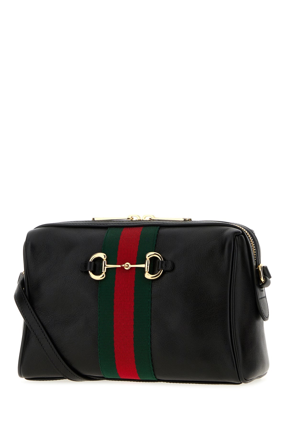 Gucci Women's Small Horsebit Web Crossbody Bag in black - side view