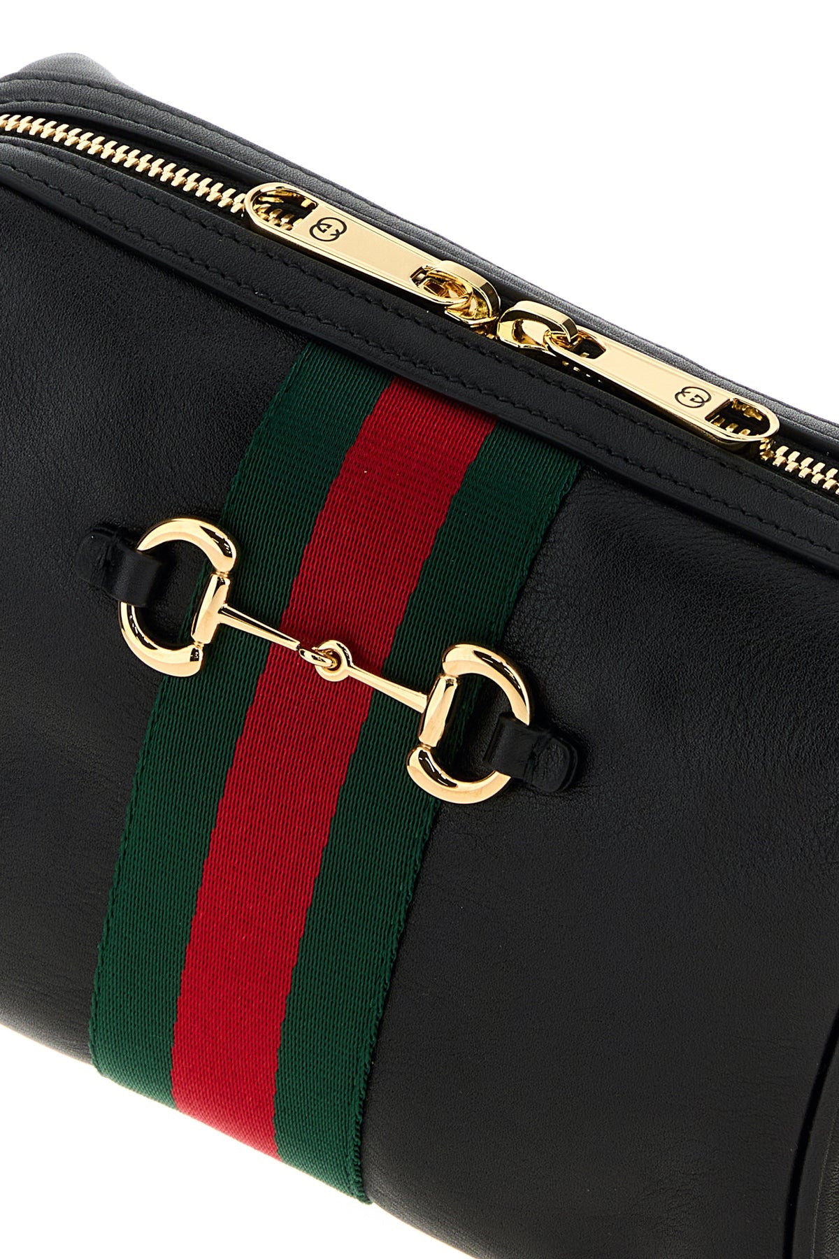 Gucci Women's Small Horsebit Web Crossbody Bag in black - interior