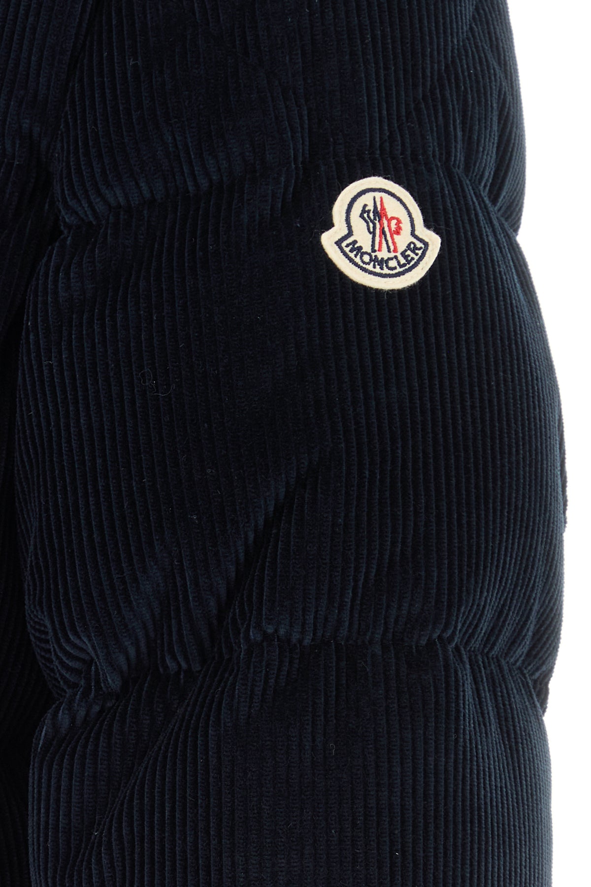 Moncler Men's Corduroy Esparron Jacket in Midnight Blue - Moncler sleeve patch detail