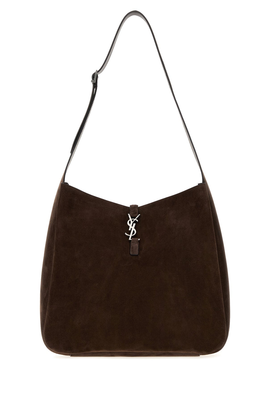 Saint Laurent Men's Suede Maxi Le 5 À 7 Bag in Dark Brown - front view