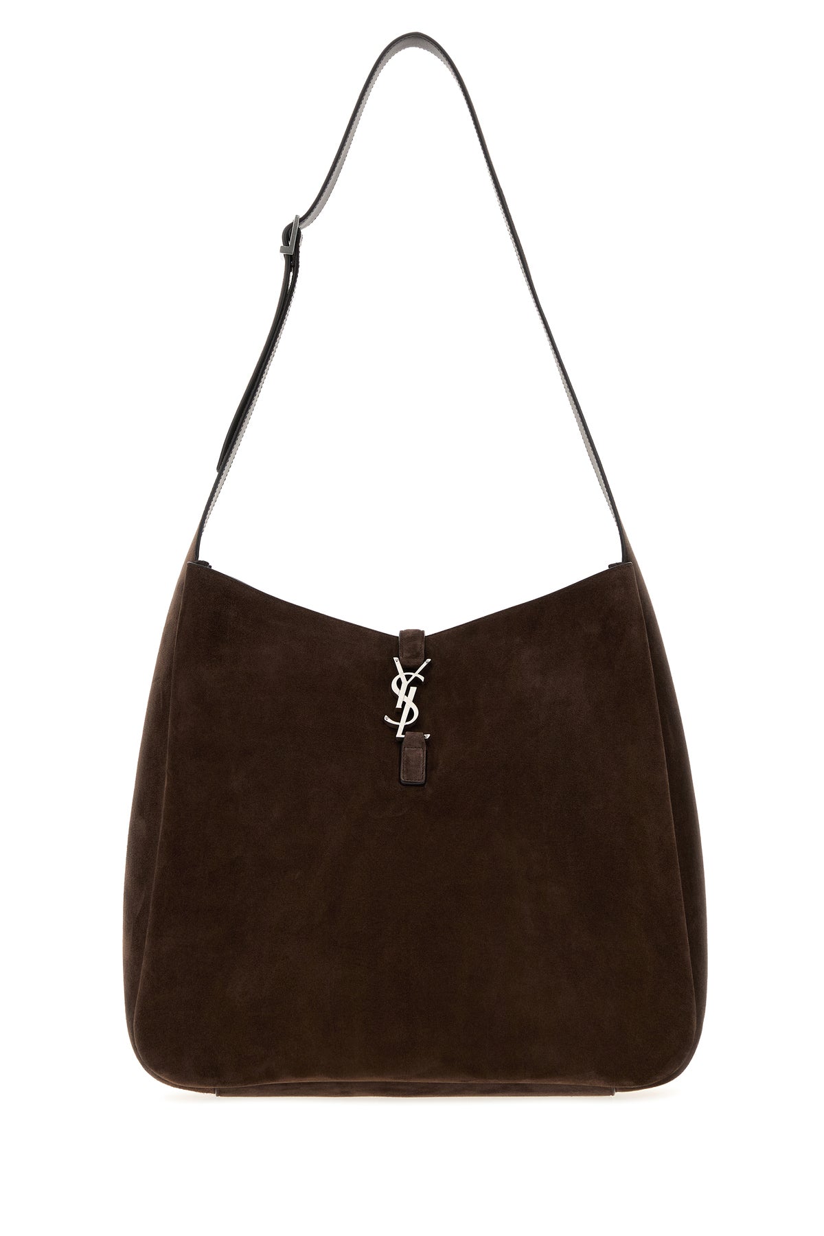 Saint Laurent Men's Suede Maxi Le 5 À 7 Bag in Dark Brown - front view