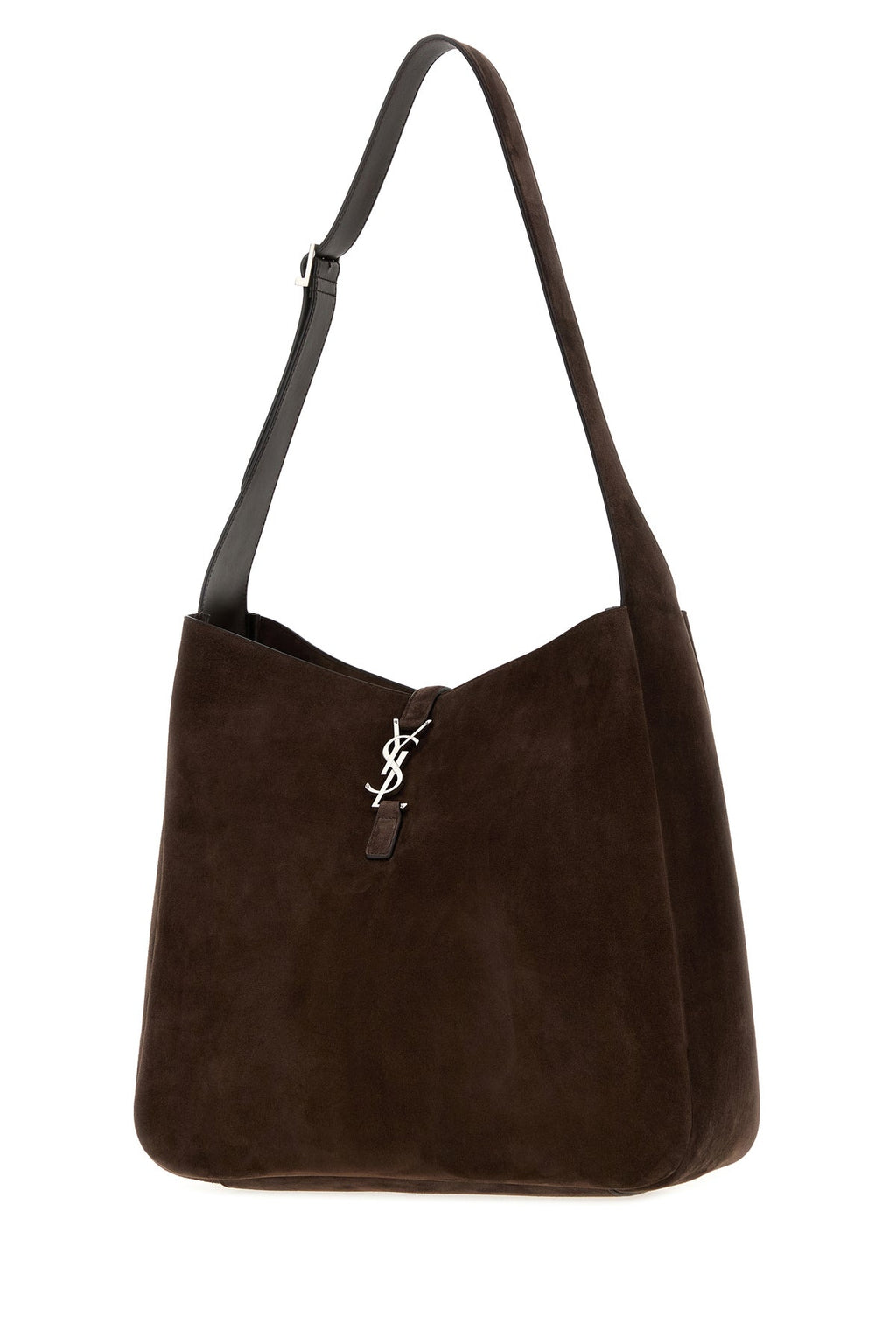 Saint Laurent Men's Suede Maxi Le 5 À 7 Bag in Dark Brown - three-quarter view