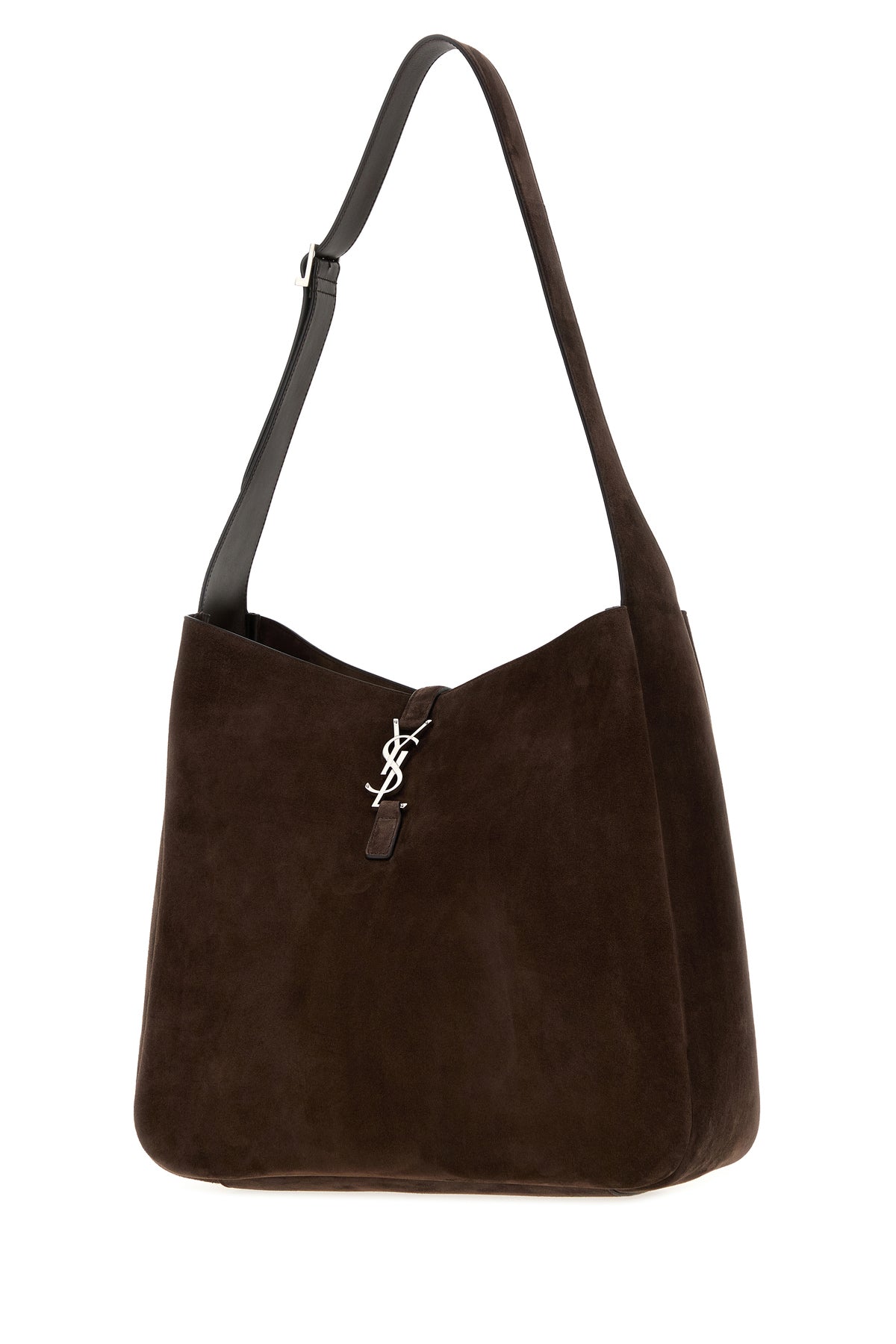 Saint Laurent Men's Suede Maxi Le 5 À 7 Bag in Dark Brown - three-quarter view
