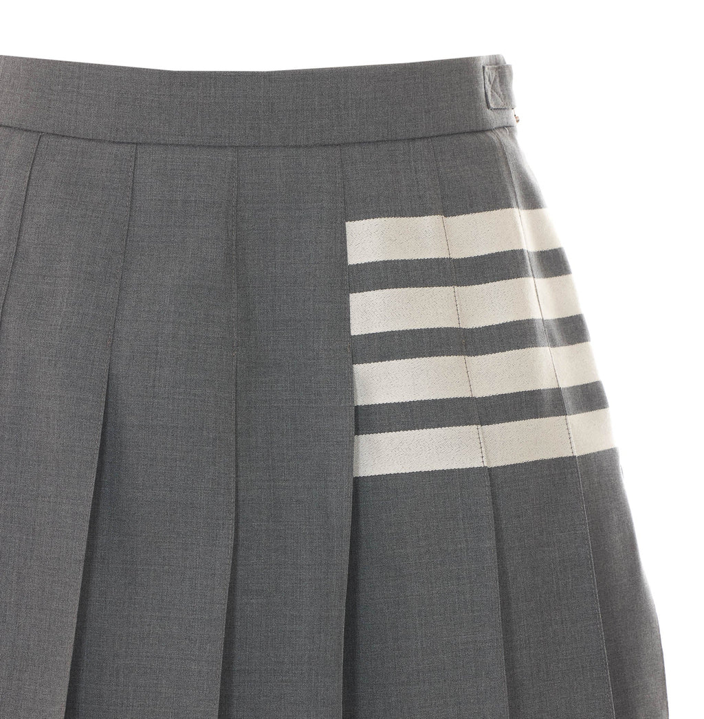 Thom Browne Women's Pleated 4-Bar Mini Skirt in Grey Wool - view 4