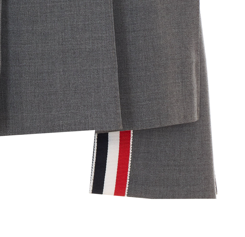 Thom Browne Women's Pleated 4-Bar Mini Skirt in Grey Wool - view 3