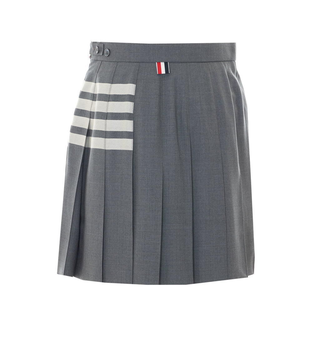 Thom Browne Women's Pleated 4-Bar Mini Skirt in Grey Wool - view 2