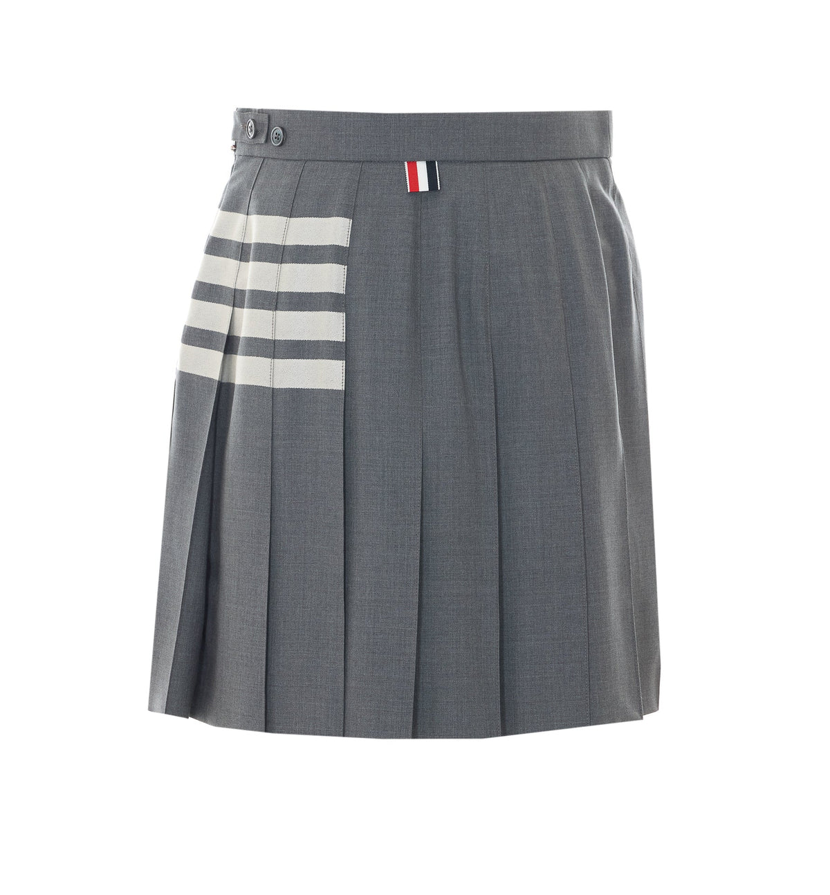 Thom Browne Women's Pleated 4-Bar Mini Skirt in Grey Wool - view 2
