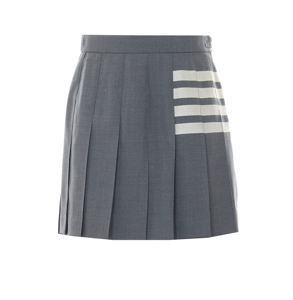 Thom Browne Women's Pleated 4-Bar Mini Skirt in Grey Wool - view 1