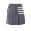 Thom Browne Women's Pleated 4-Bar Mini Skirt in Grey Wool - view 1