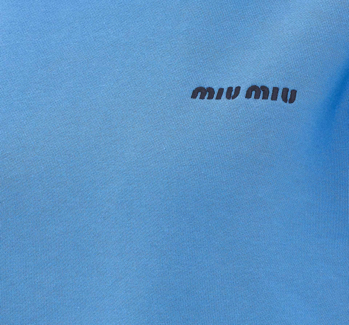 Miu Miu Women's Logo Sweatshirt in Blue Cotton - view 3
