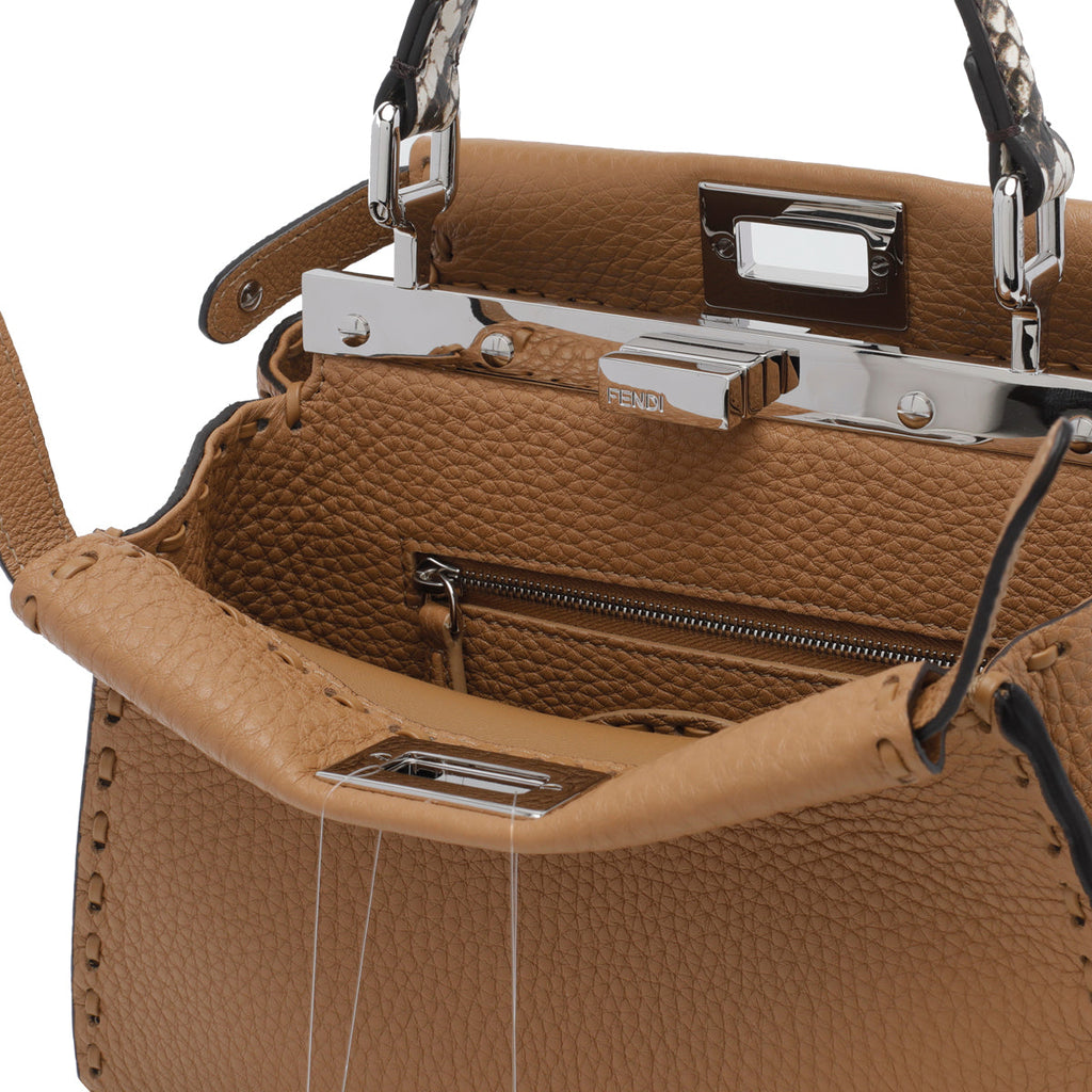 Fendi Women's Mini Peekaboo Handbag in Brown Leather - view 4