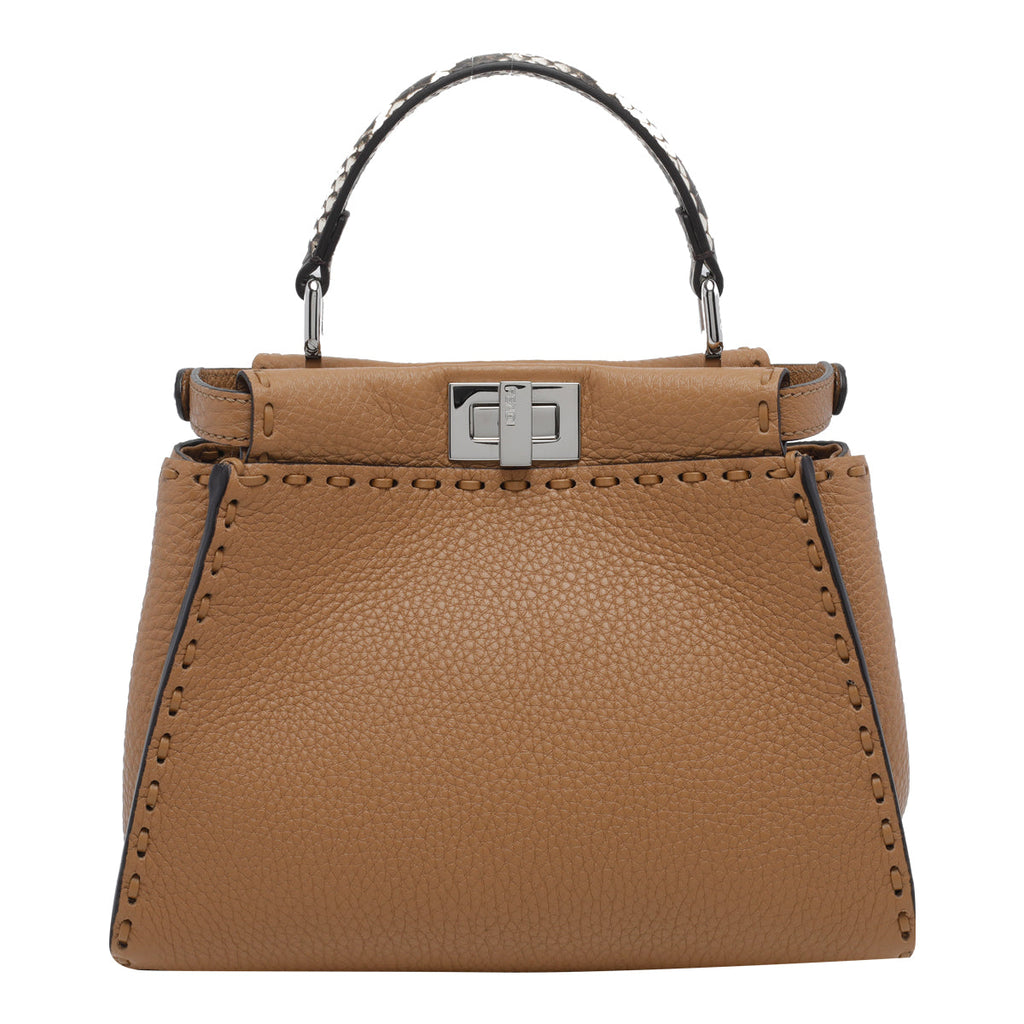 Fendi Women's Mini Peekaboo Handbag in Brown Leather - view 3