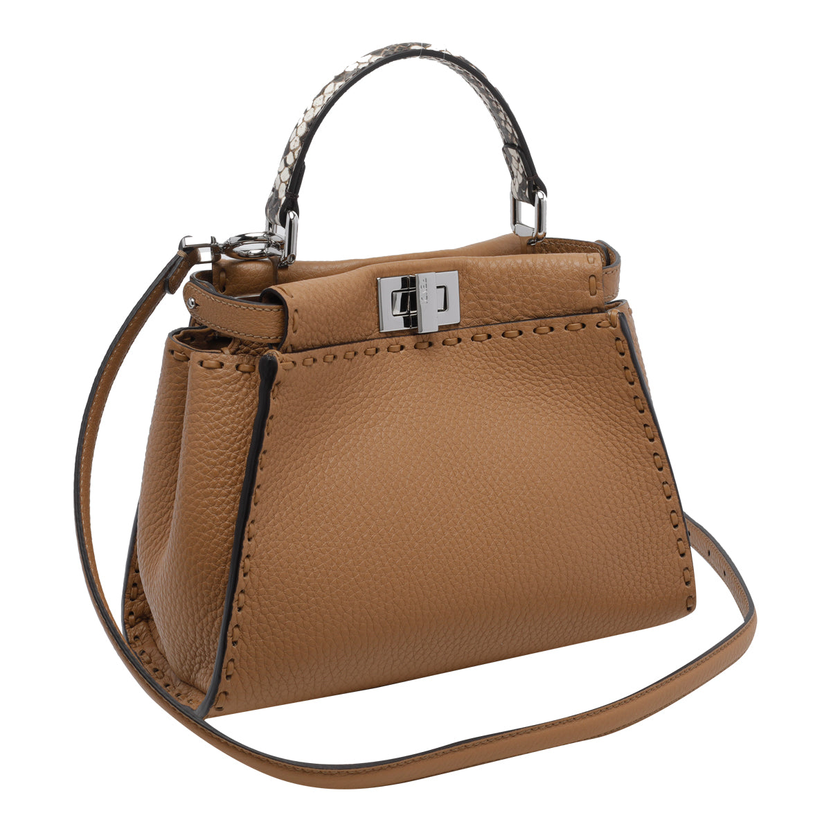 Fendi Women's Mini Peekaboo Handbag in Brown Leather - view 2