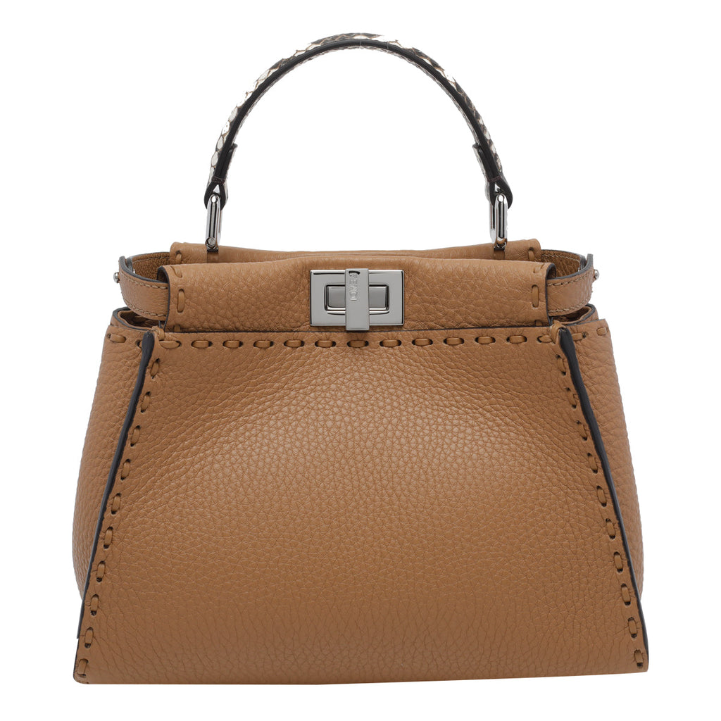 Fendi Women's Mini Peekaboo Handbag in Brown Leather - view 1
