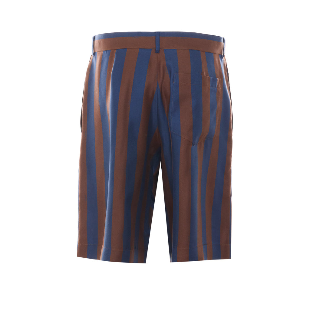 Fendi Men's Pequin Stripes Silk Bermuda in Blue - view 2