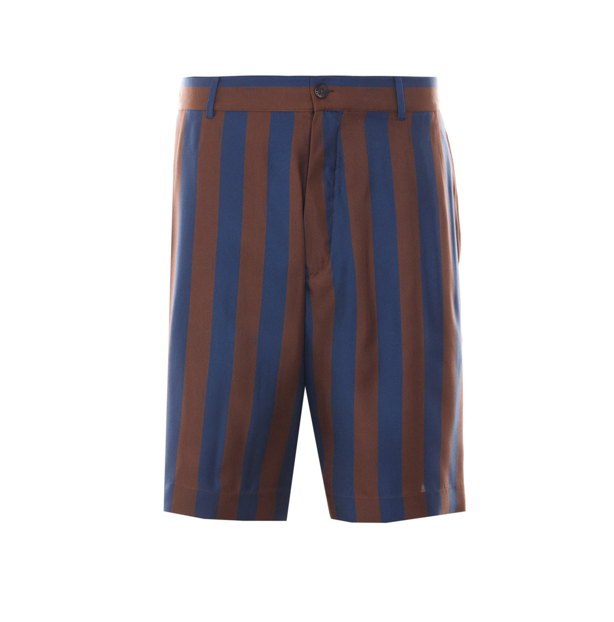 Fendi Men's Pequin Stripes Silk Bermuda in Blue - view 1
