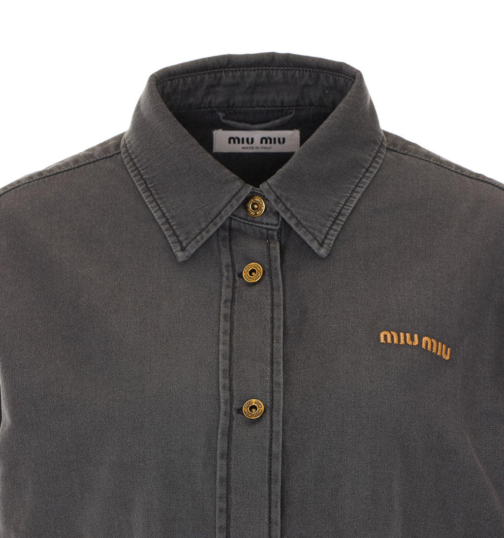 Miu Miu Women's Light Denim Shirt in Grey - view 4