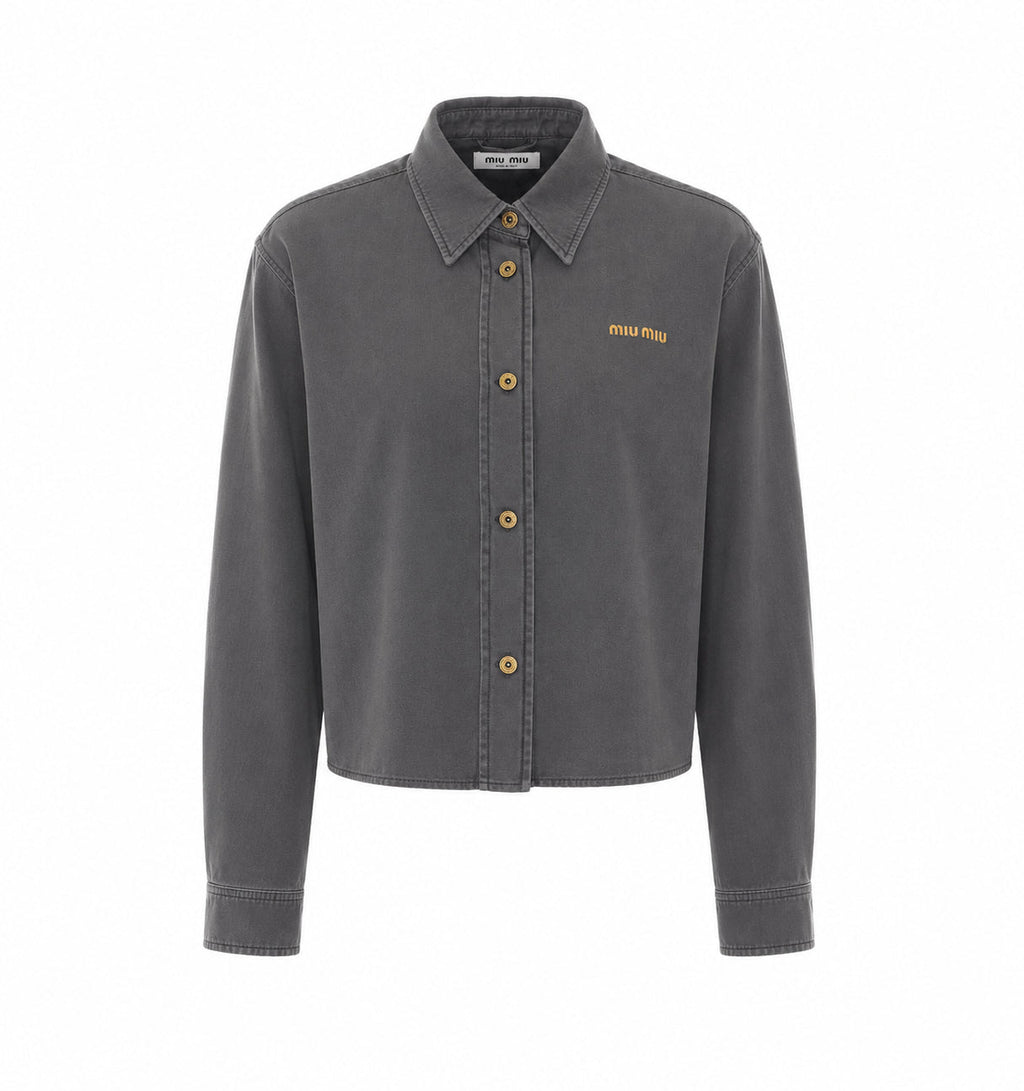 Miu Miu Women's Light Denim Shirt in Grey - view 1