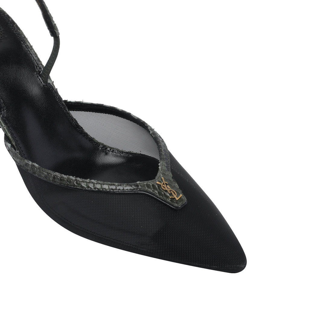 Saint Laurent Women's Back Open Pumps in Black Leather - view 2