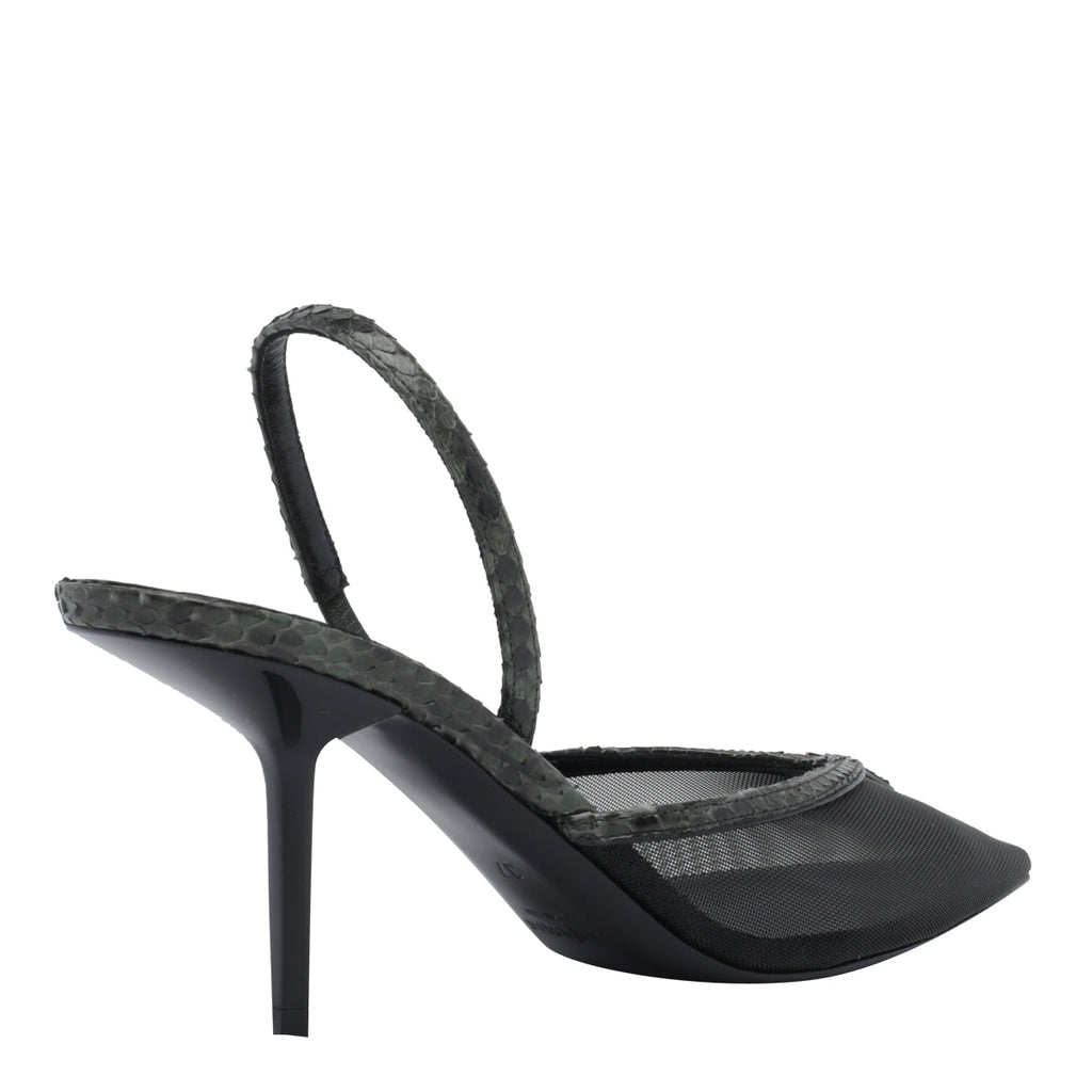 Saint Laurent Women's Back Open Pumps in Black Leather - view 4